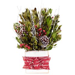 Preserved Myrtle and Pinecone Holiday Table Arrangement