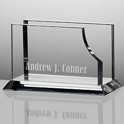 Executive's Personalized Crystal Desktop Business Card Holder