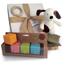 Baby's Blocks, Teething Ring, and Puppy Gift Box