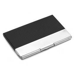 Personalized Classic Business Card Holder in Black and Silver