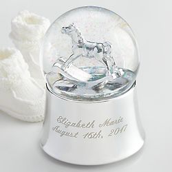 Personalized Silver-Plated Rocking Horse Snowglobe