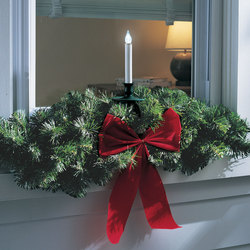 Outdoor LED Christmas Window Candle and Swag