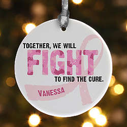 Personalized Pink Ribbon Breast Cancer Awareness Ornament