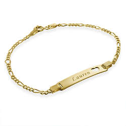 18 Karat Gold-Plated ID Bracelet with Heart