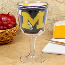 Michigan Wolverines Polka Dot Wine Goblet