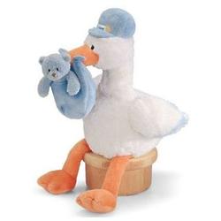 It's a Boy Blue Stork Stuffed Animal with Teddy Bear