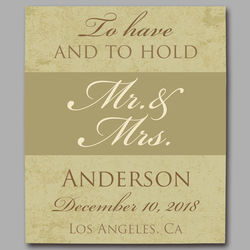 Personalized To Have and To Hold Wedding Canvas Print