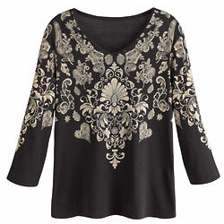 Lacey Floral 3/4 Sleeve Top
