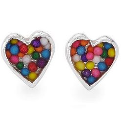 Sprinkle Heart Stud Earrings