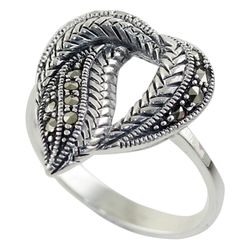 Natural Heart Marcasite Cocktail Ring
