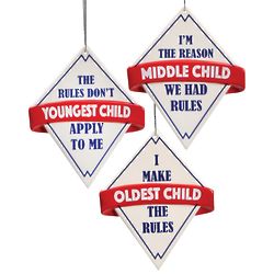 Oldest, Middle, and Youngest Child Ornaments
