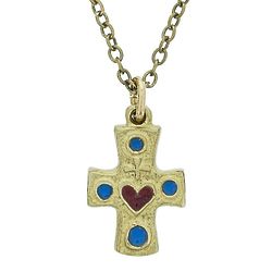Sacred Heart Bronze Cross Pendant