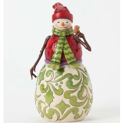 Jim Shore Red and Green Snowman with Pipe Figurine