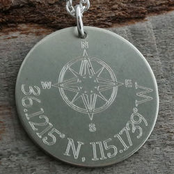 Personalized Compass Coordinates Anniversary Necklace