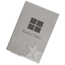 Personalized Top Star Silver Business Card Case