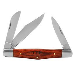 Personalized 3-Blade Pocket Knife with Rosewood Handle