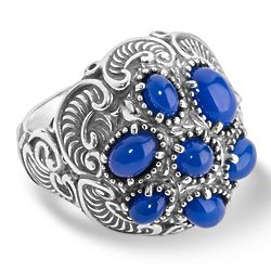 Silver and Blue Agate Cluster Ring