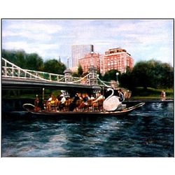 Swan Boat by the Bridge 14x20 Print