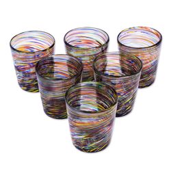 6 Rainbow Centrifuge Blown Glass Rock Glasses