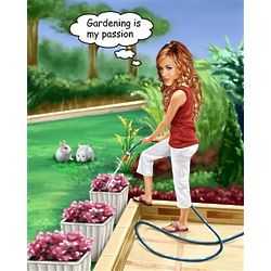 Gardening Caricature from Photo Personalized Print