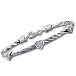Stainless Steel Diamond Heart Bracelet