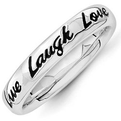 Sterling Silver Live, Love, Laugh Ring