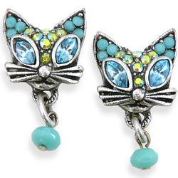 Glamour Puss Crystal Cat Earrings