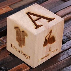 Baby's Personalized Wooden Block Cube