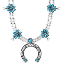 Sleeping Beauty Turquoise and Silver Naja Pendant Necklace