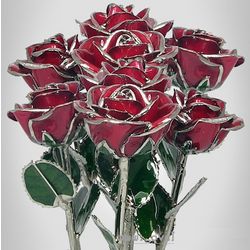 20th Anniversary Platinum Edged Preserved Rose Bouquet