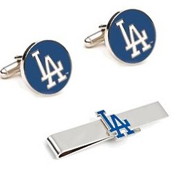 LA Dodgers Cufflinks and Tie Bar Set