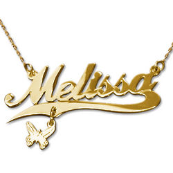 14 Karat Gold Name Necklace with Charm