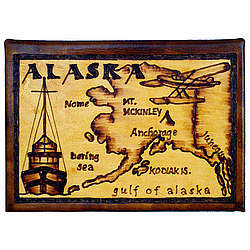 Alaska Map Leather Photo Album in Natural