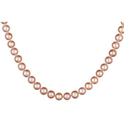 Single Strand Pink Fresh Water Pearl Necklace in 14K White Gold