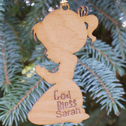 Personalized Praying Girl Wooden Christmas Ornament