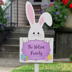 Easter Bunny Family Name Outdoor Wood Stake Sign