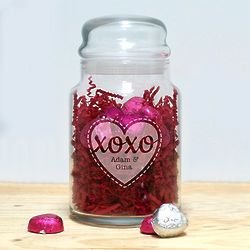 Personalized XOXO Heart Glass Treat Jar