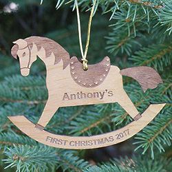 Personalized Rocking Horse Wood Ornament