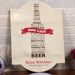 Personalized Man Cave Beer Bottle Words Wall Sign