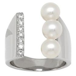 Open Band Honora White Pearl Ring with White Topaz