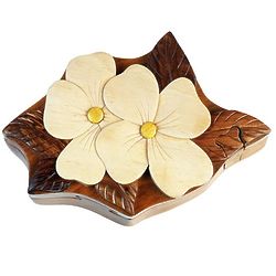 Dogwood Flower Secret Wooden Puzzle Box