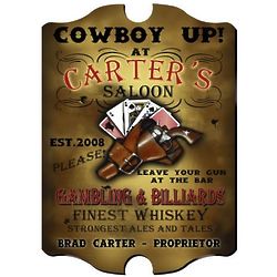 Cowboy Saloon Personalized Vintage Pub Sign