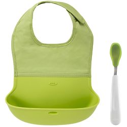 Roll Up Bib & Feeding Spoon Set in Green