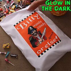 Personalized Glow in the Dark Pirate Candy Sack