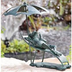Beach Chair Frog Cast Iron Garden Statue