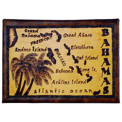 Bahamas Map Leather Photo Album in Natural