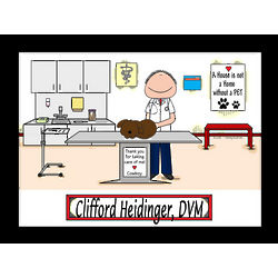 Personalized Veterinarian with Dog Cartoon Print
