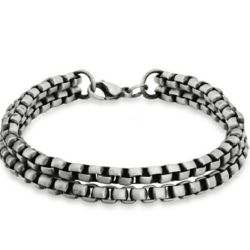 Men's Double Strand Wide Rolo Bracelet with Brushed Finish