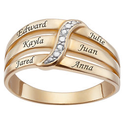 Personalized Family Name Gold-Plated Ring with Diamond Accent