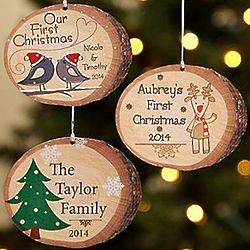 Personalized Country Christmas Birch Ornament